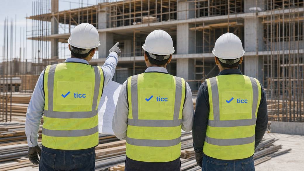 Representative TICC careers mentoring scene with branded site team vests