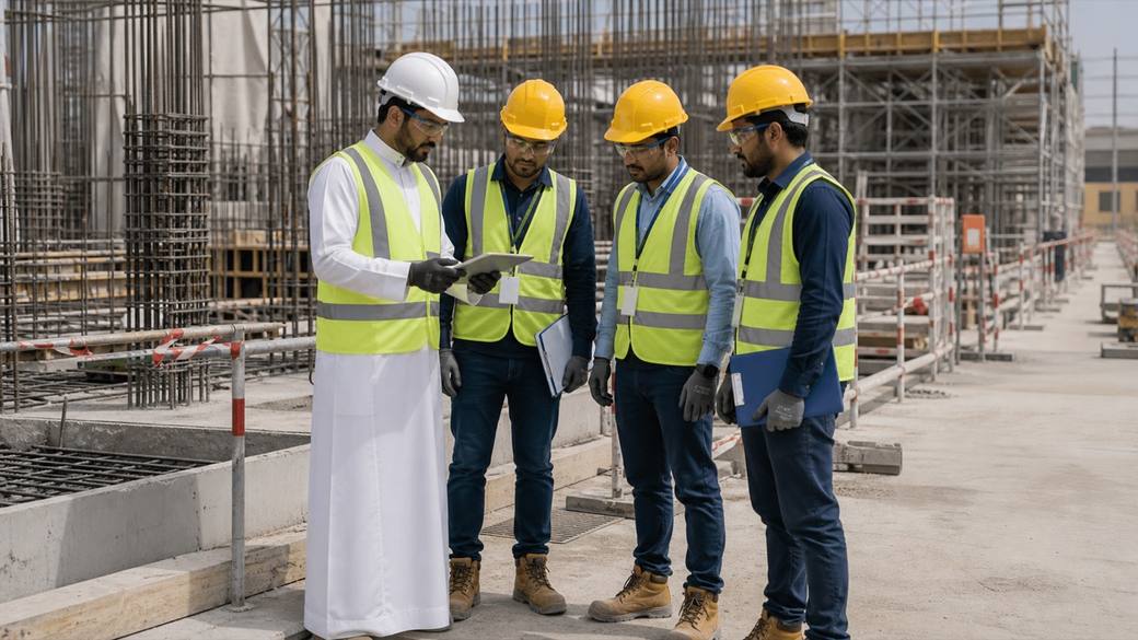 Representative HSQE team reviewing site safety and quality controls