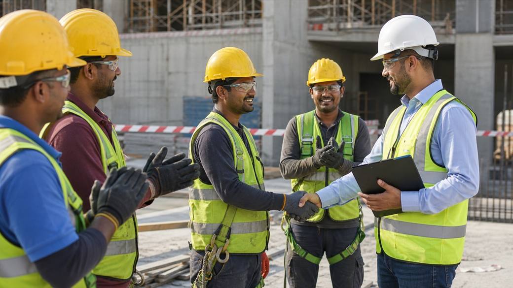 Representative HSQE team recognizing safe work behavior on site