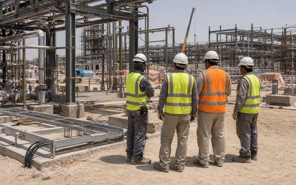 Representative TICC team reviewing industrial and energy facility construction works in Saudi Arabia