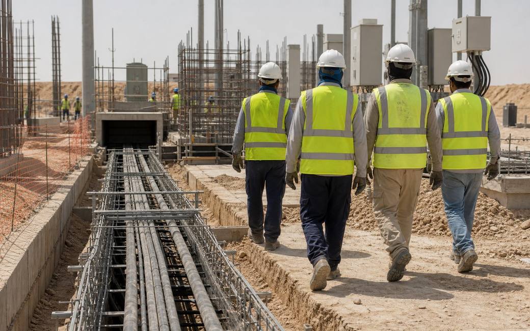 Representative TICC team reviewing telecom and utility infrastructure works in Saudi Arabia
