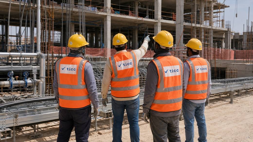 Representative TICC team reviewing heavy civil, MEP, and infrastructure works on site