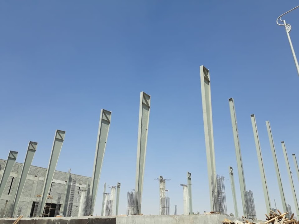 Structural columns under construction on a TICC project site
